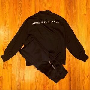 Armani Exchange Black Track Jacket and Pants with White Logo